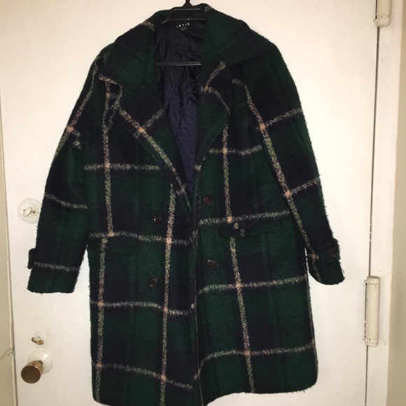 green checked coat